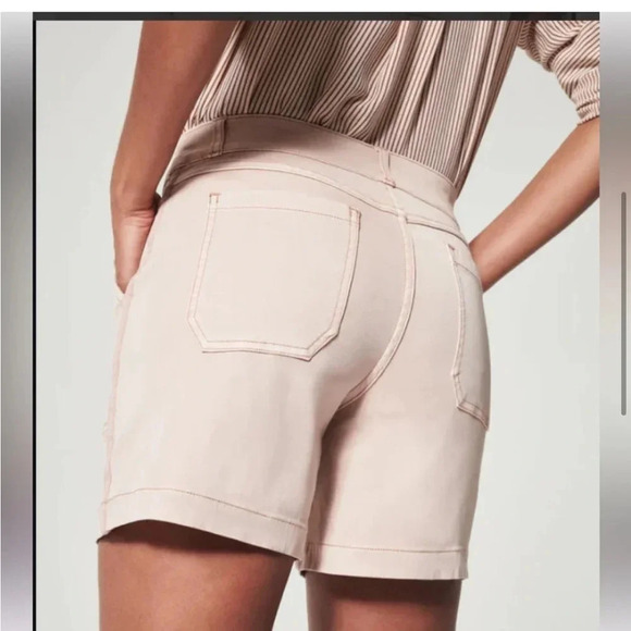 Spanx 6" tummy control stretch casual twill mauve pull on shorts NWT - Picture 3 of 9